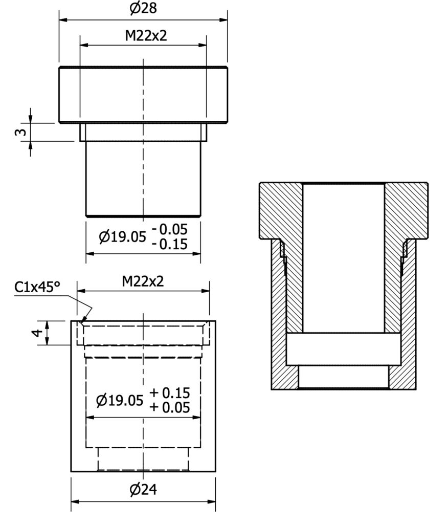 Threaded component assembly by using improper thread may result in interference and out of function