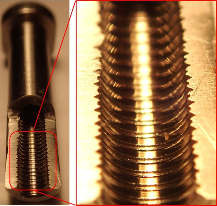 Take a closer look of the inner thread of cut part