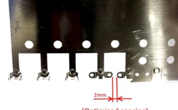 Progressive stamping mold with optimized spacing