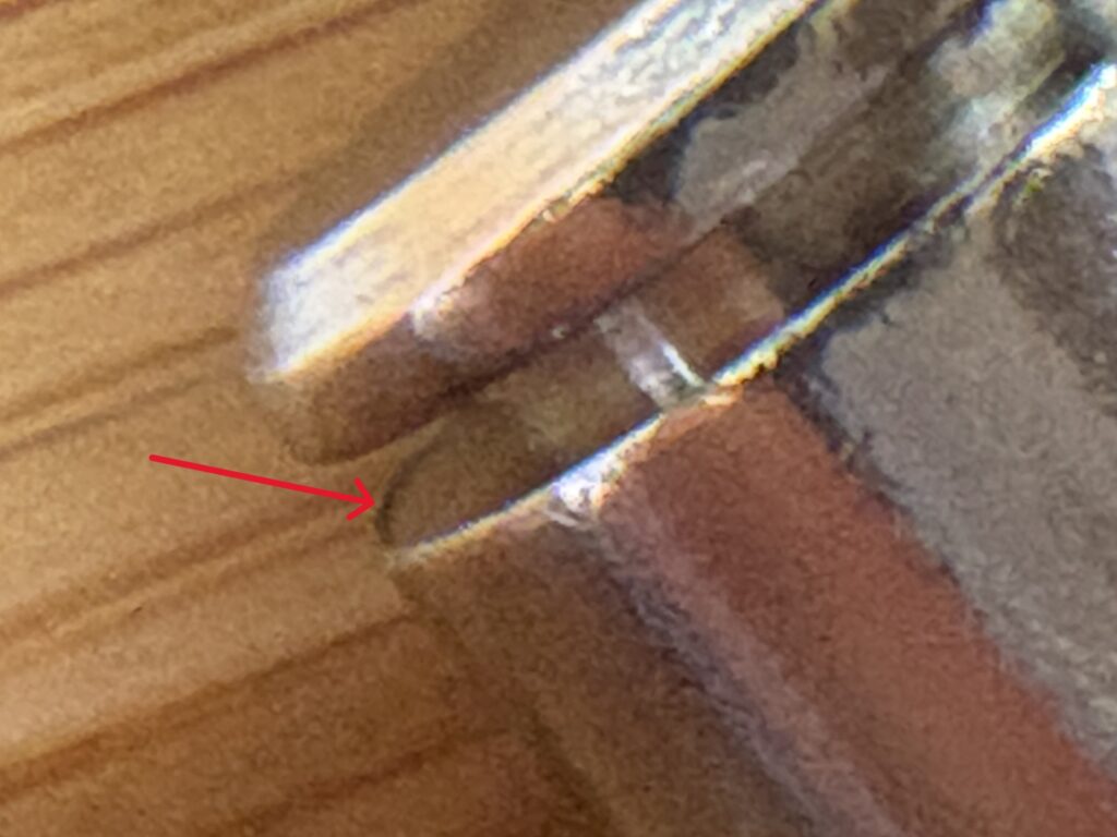 The image above shows the deformation at the edge highlighted by the red arrow.