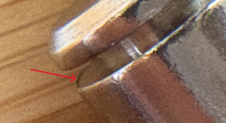 The image above shows the deformation at the edge highlighted by the red arrow.